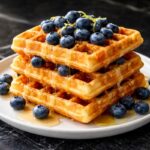Lemon Blueberry Waffles with Easy Maple Glaze Recipe
