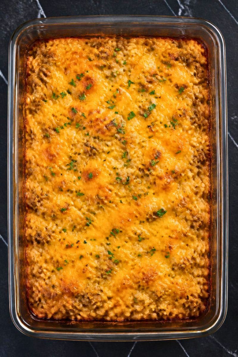 Cheesy Hamburger Rice Casserole Recipe